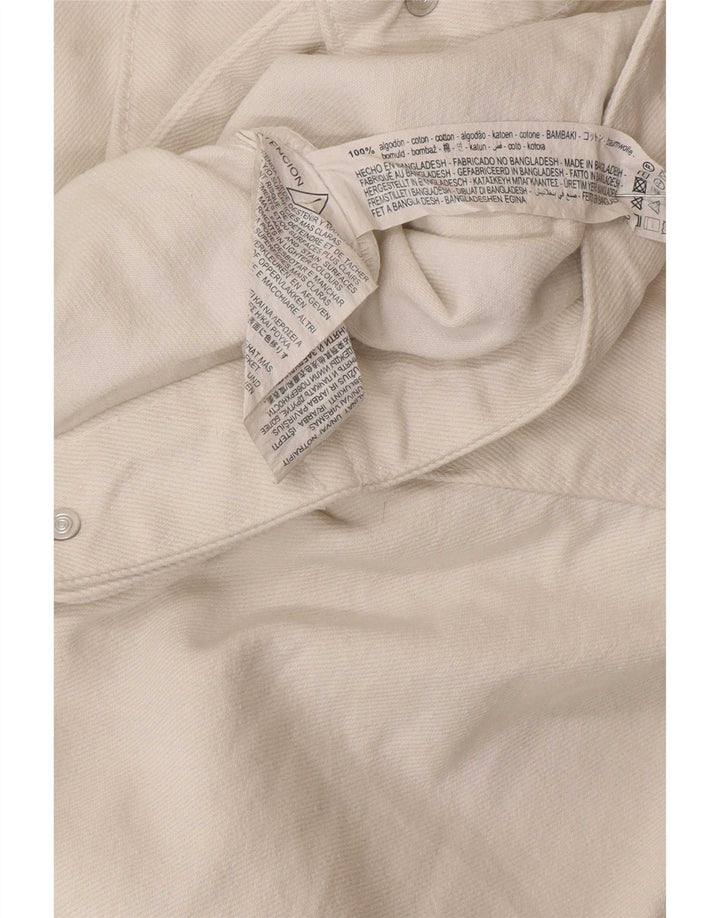 Damska krótka kurtka jeansowa Zara Oversize UK 6 XS, biała bawełna