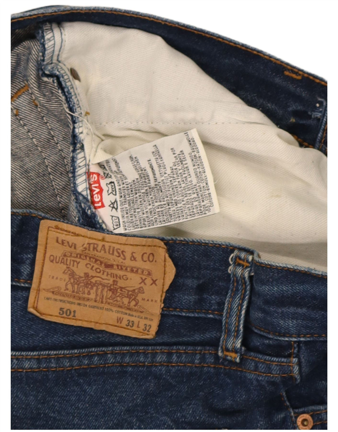 Męskie dżinsy Levi's 501 Straight W33 L30 Granatowa bawełna