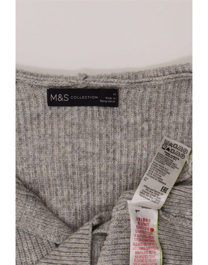 Damski sweter rozpinany Marks & Spencer z kapturem, UK 14, średni szary poliester