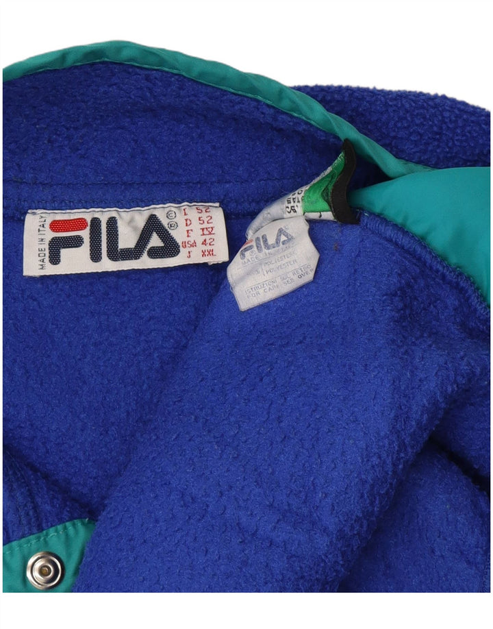 Męski sweter polarowy Fila z guzikami pod szyją IT 52, duży niebieski poliester