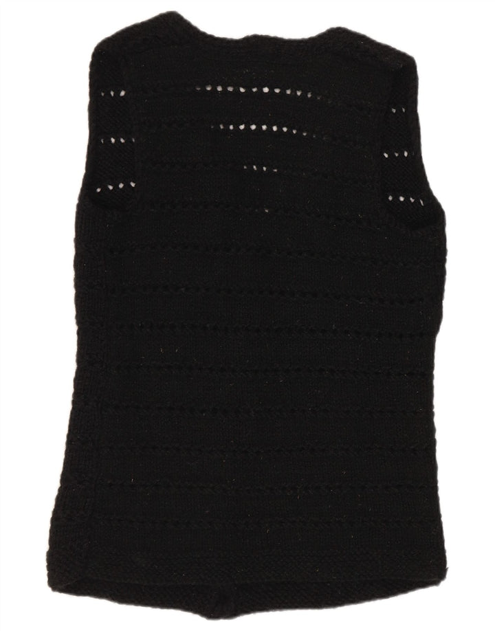 Sweter damski bez rękawów w stylu vintage, UK 12, średni czarny