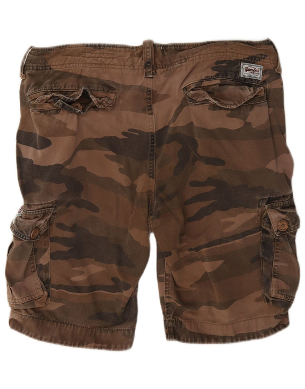 Męskie spodenki cargo Superdry, duże W36, brązowa bawełna w kamuflażu