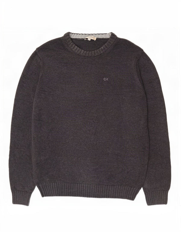 Męski sweter z dekoltem w łódkę Calvin Klein XL, szary, bawełniany