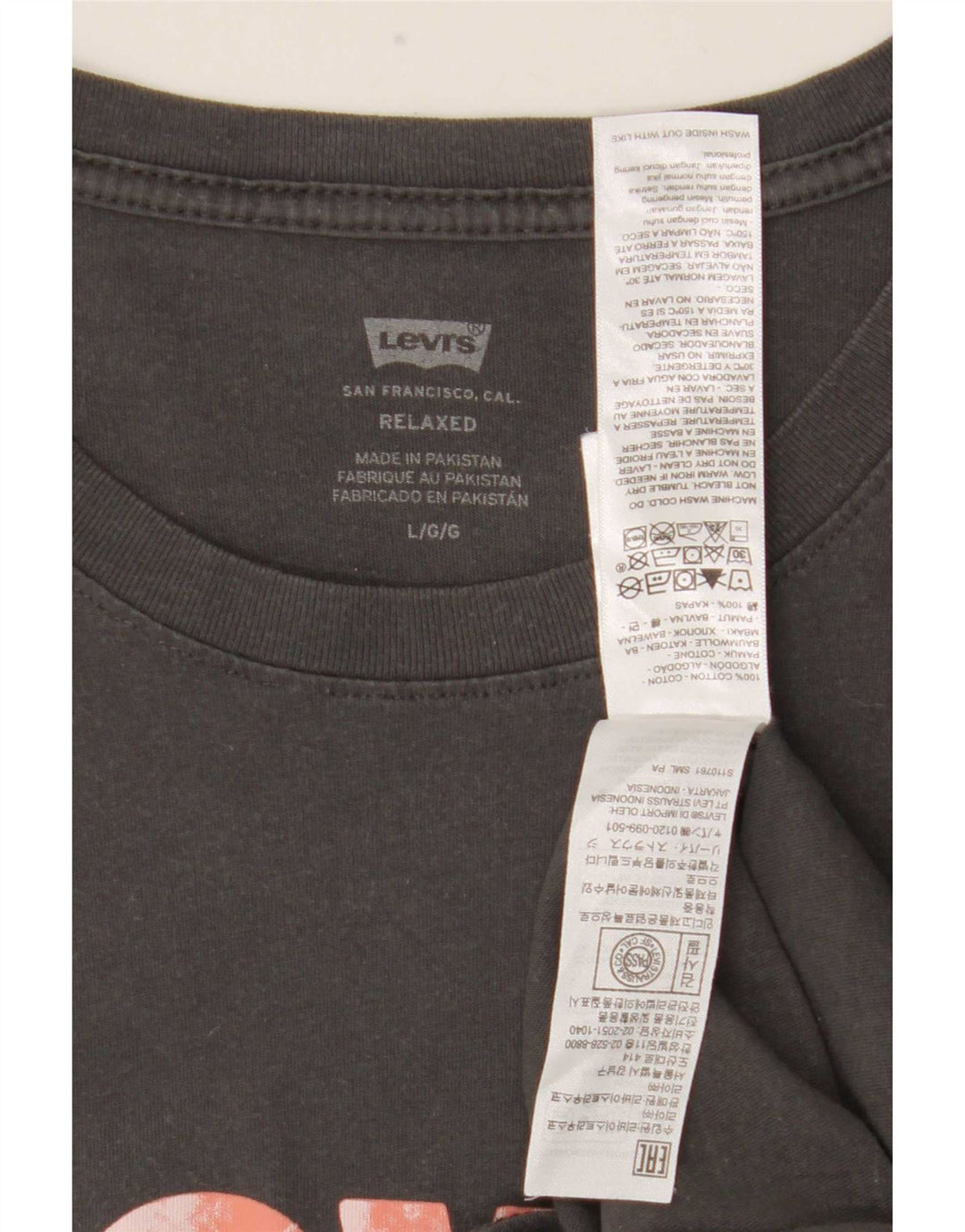 Męski T-shirt Levi's o swobodnym kroju z grafiką, duży, szary, bawełniany