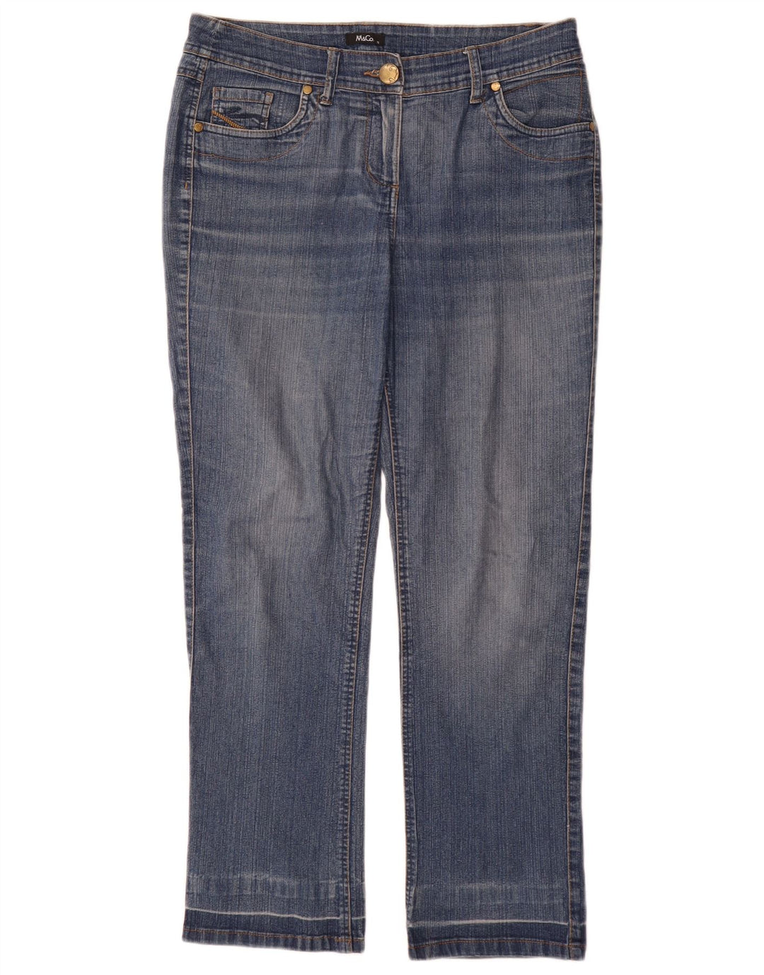 Damskie jeansy proste M&Co UK 12 Medium W32 L30 Niebieskie