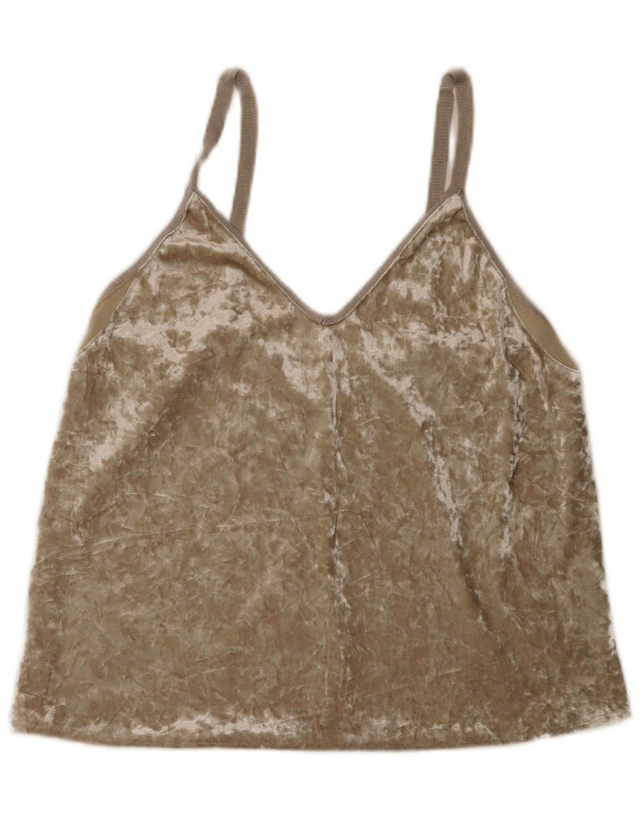 Damski top Zara Crop Velvet Cami Top UK 12 Średni Beż