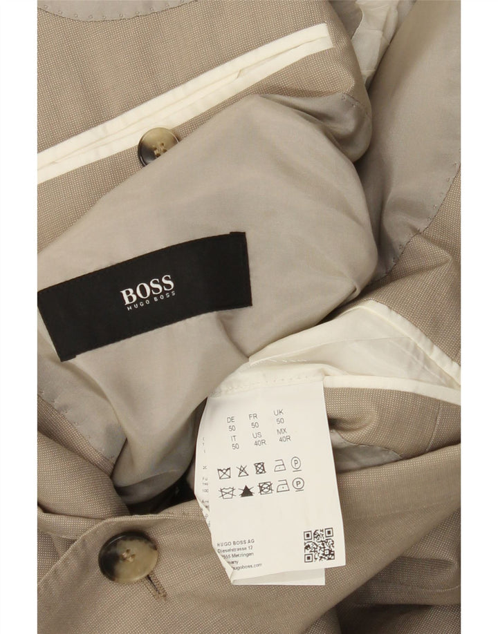 Męska marynarka zapinana na 2 guziki Hugo Boss EU 50 Duża beżowa wełna