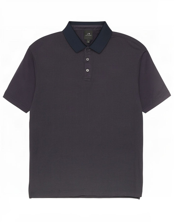 Męska koszulka polo Armani Exchange, średnia, granatowa, geometryczna bawełna