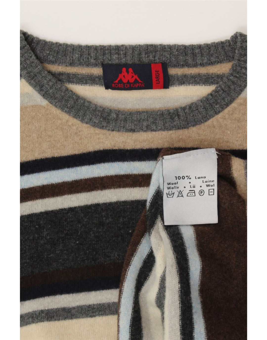 Damski sweter KAPPA z okrągłym dekoltem UK 16, duże, wielokolorowe paski