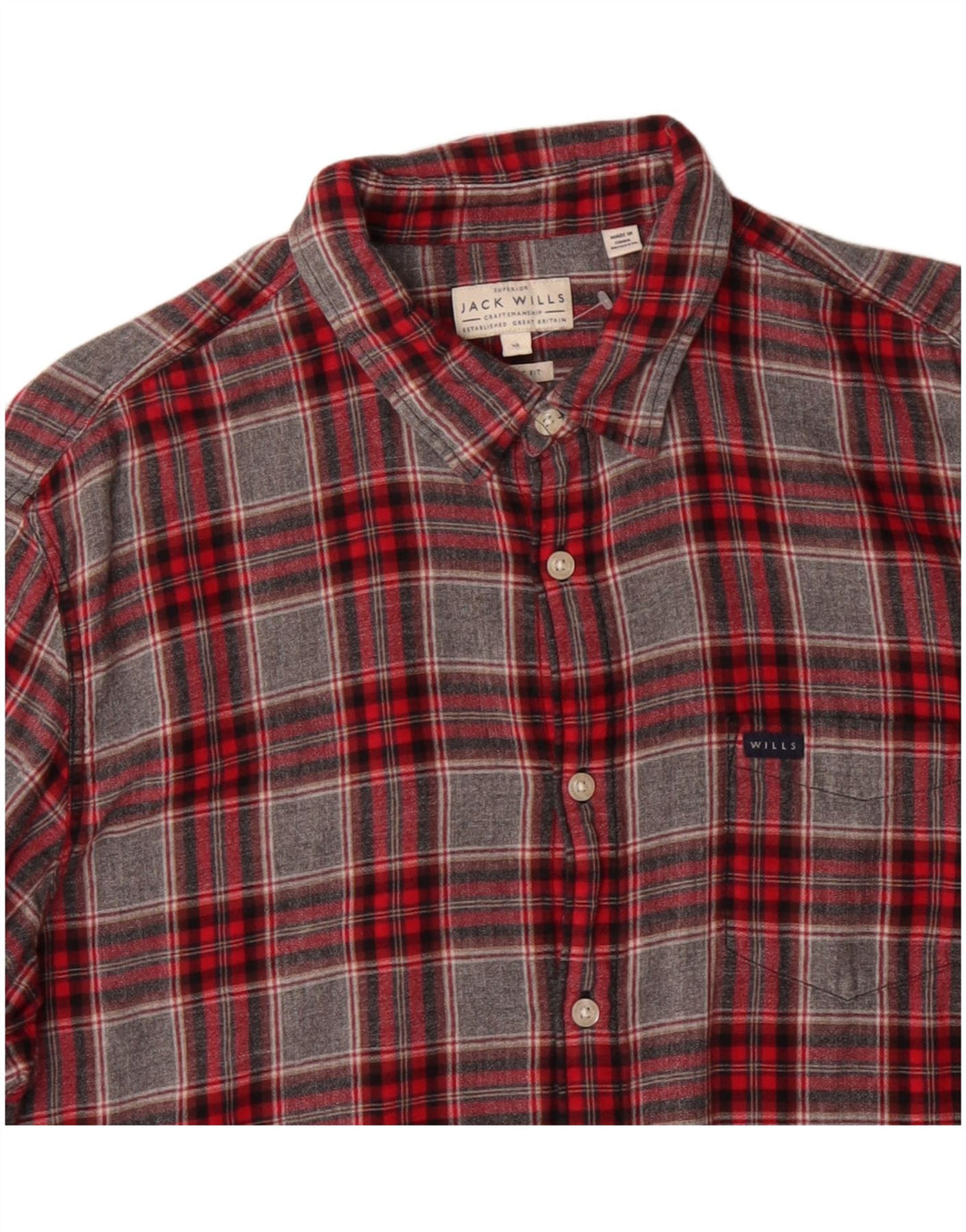 Męska koszula flanelowa Jack Wills o regularnym kroju XL, szara, bawełniana w kratkę
