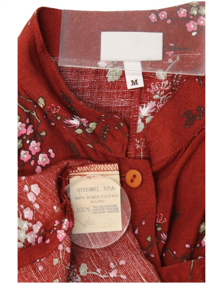 Damska bluzka koszulowa bez rękawów STEFANEL UK 12 Średni bordowy kwiatowy Rayon