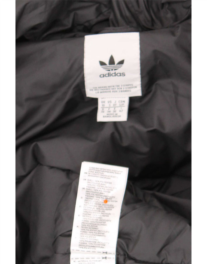 Damska kurtka z kapturem i wyściełaną Adidas UK 10, mała, czarna, poliestrowa