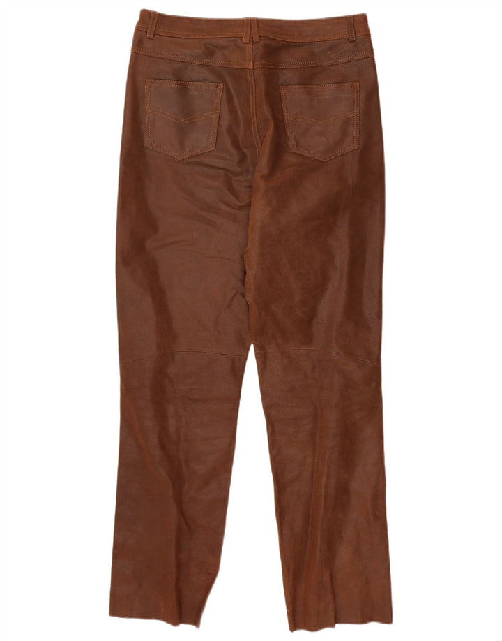 Proste skórzane spodnie męskie VINTAGE UK 36 Small W31 L30 Brązowa skóra