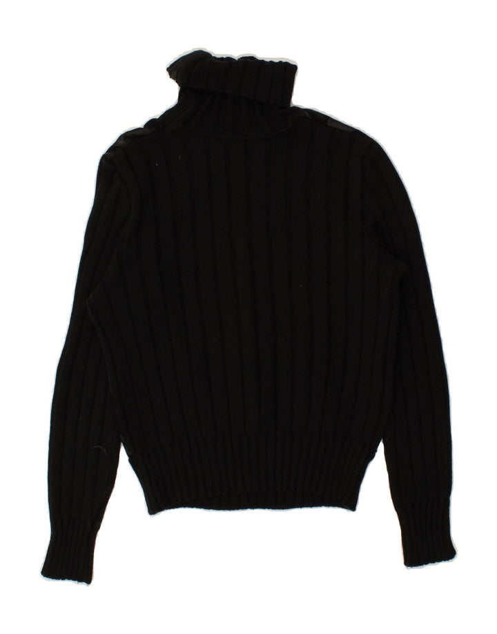 Sweter damski VINTAGE z wywijanym dekoltem UK 10, mała czarna dziewicza wełna
