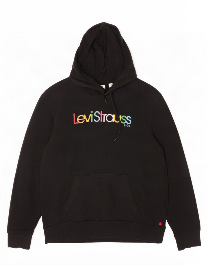 Męski sweter z kapturem z grafiką Levi's, średni czarny, bawełniany