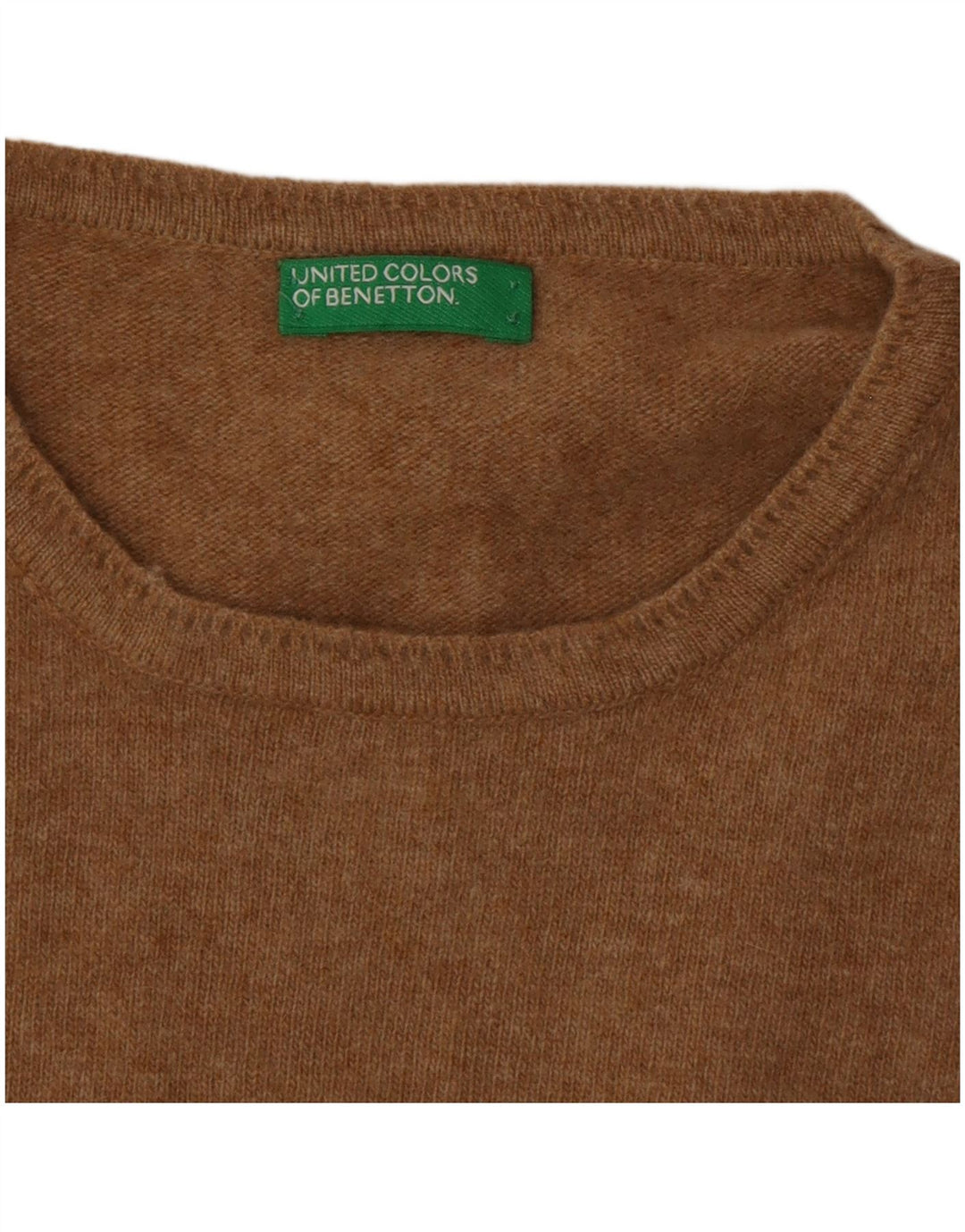 Męski sweter z okrągłym dekoltem Benetton, średni brąz