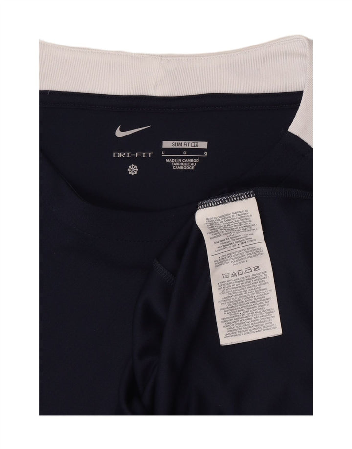 Męski T-shirt Nike Dri Fit Slim Top, duży, granatowy, kolorowy poliester