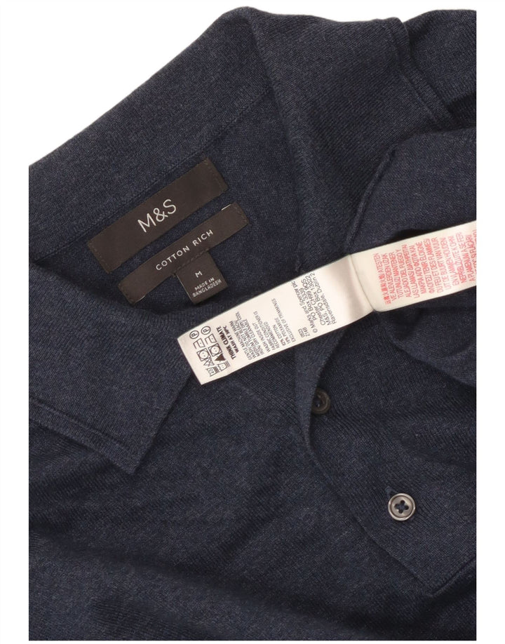 Marks & Spencer Męski sweter polo w kolorze średniego granatu z plamkami
