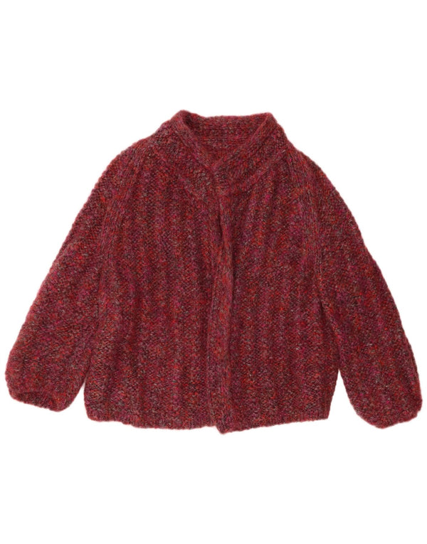 Vintage damski sweter rozpinany UK 18 XL, bordowy, nakrapiany