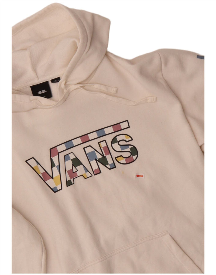Męski sweter z kapturem Vans z grafiką, średniej wielkości, biały, bawełniany