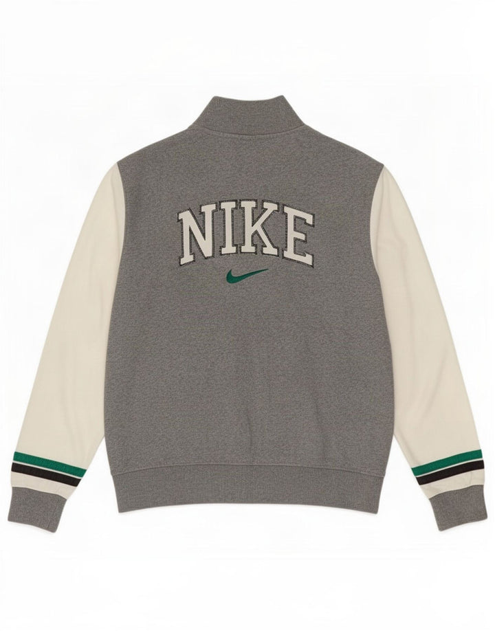 Męska kurtka dresowa Nike Graphic, mała, szara, bawełniana z blokami kolorów
