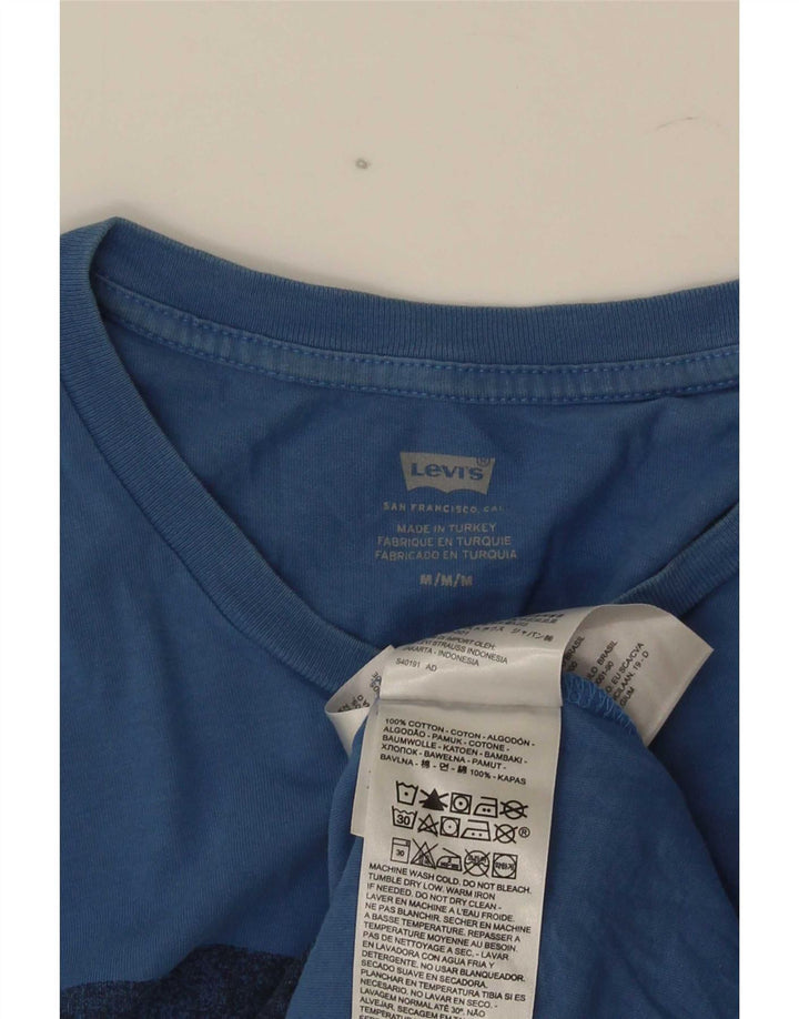 Męska koszulka z grafiką Levi's, średnia niebieska bawełna