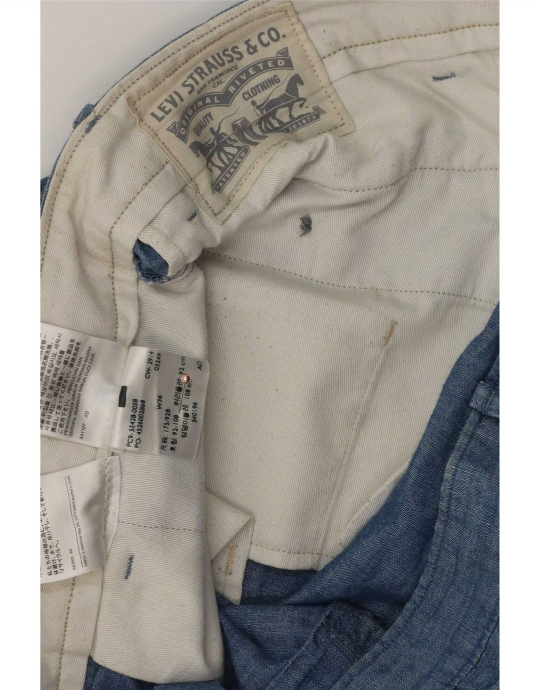 Męskie spodenki chino Levi's W36, duże, niebieskie, bawełniane