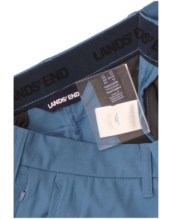 Męskie spodenki Chino LANDS END W34, duże, niebieskie, poliestrowe