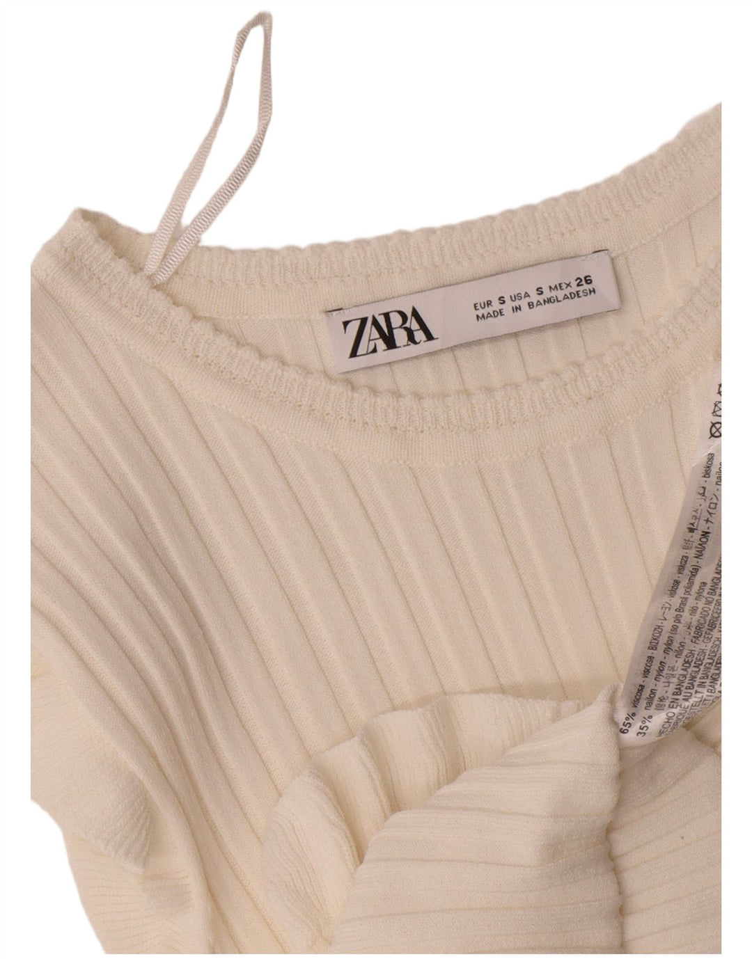 Damska bluzka o krótkim kroju Zara UK 8 Small, biała wiskoza