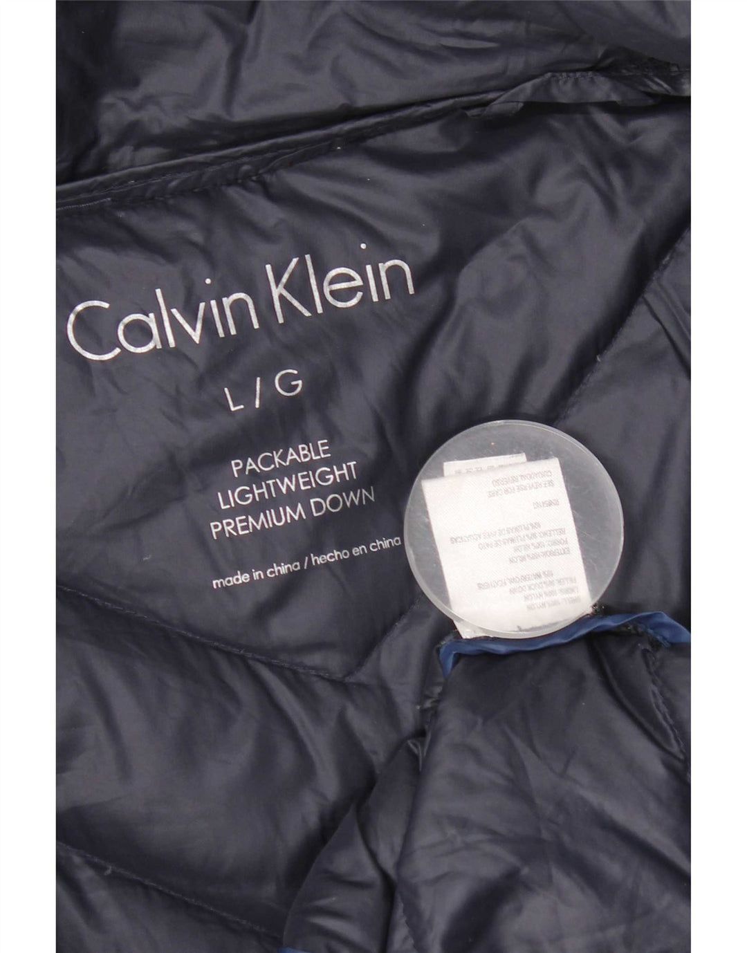 Damski płaszcz ocieplany Calvin Klein UK 16, duży, granatowy, nylon
