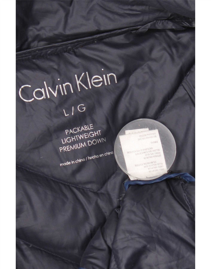 Damski płaszcz ocieplany Calvin Klein UK 16, duży, granatowy, nylon