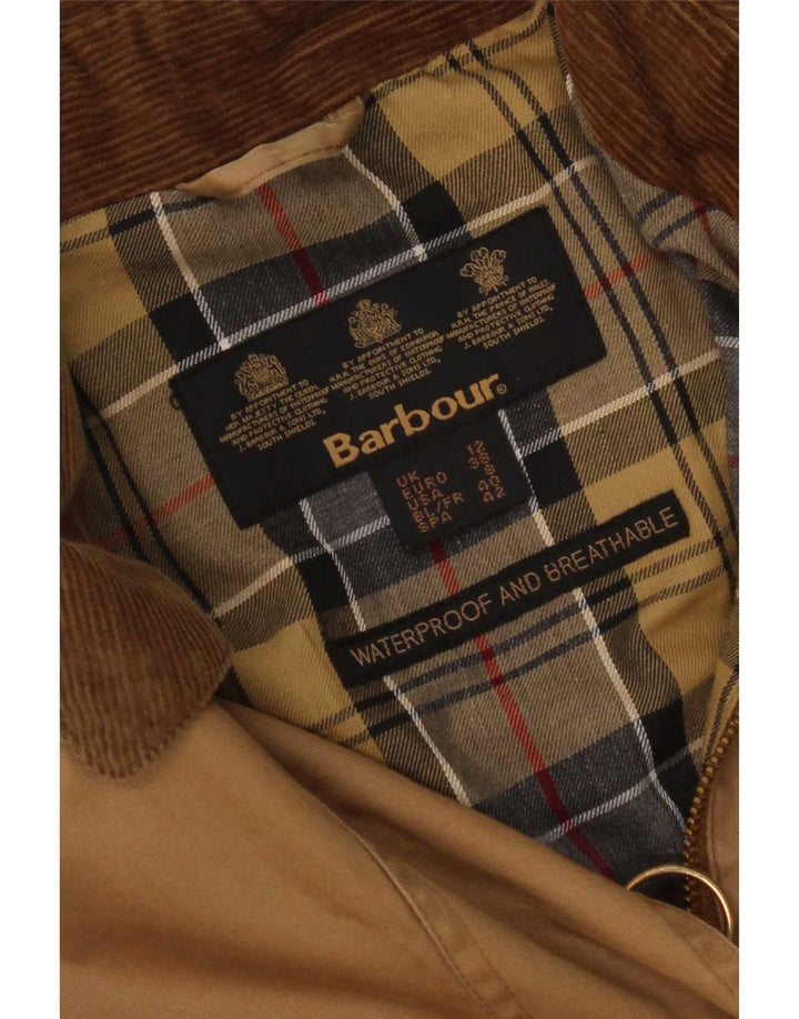 Damski płaszcz przeciwdeszczowy Barbour UK 12 Średni brązowy bawełniany