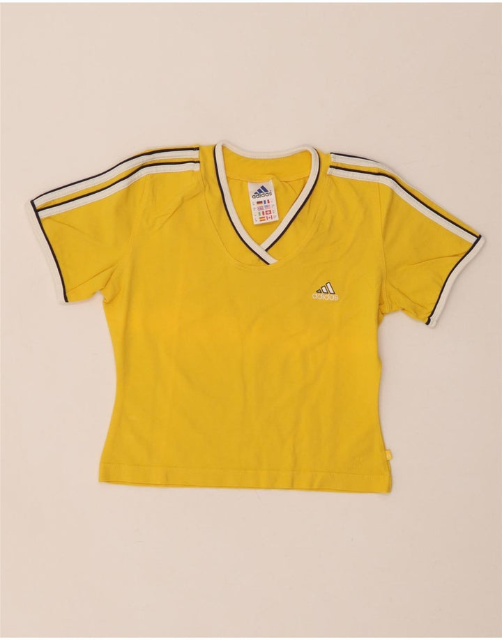 Damska koszulka ADIDAS Crop Top UK 12, średnia żółta bawełna