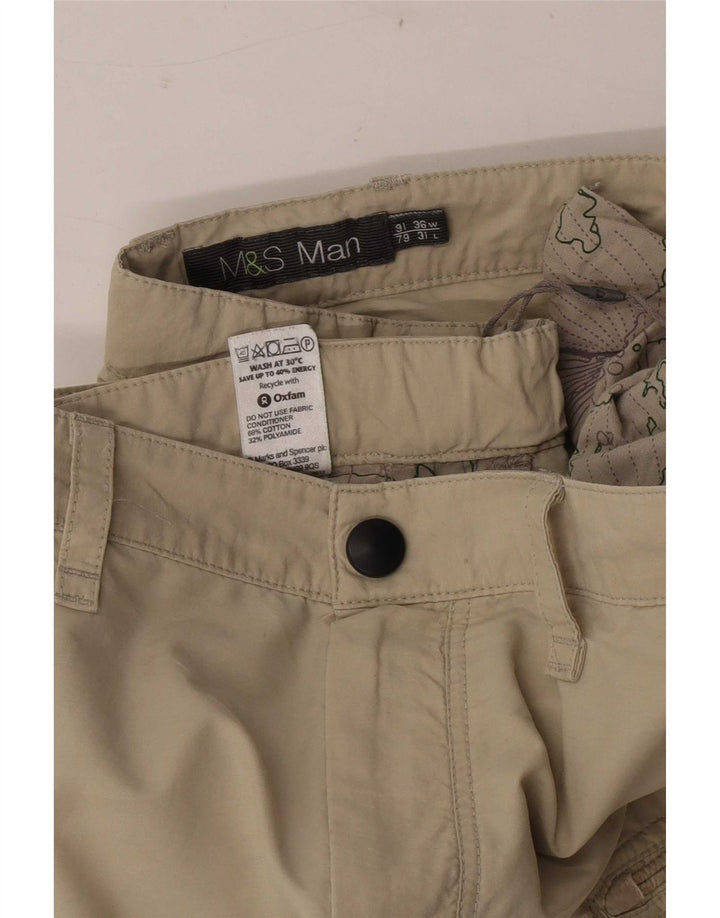 Marks & Spencer Męskie proste spodnie cargo W36 L31 Beżowa bawełna