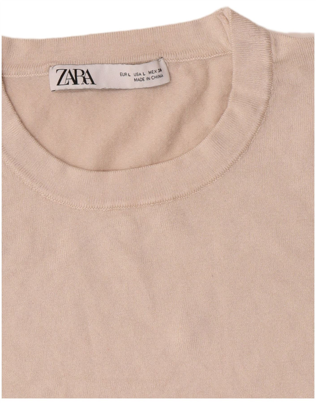 Sweter damski Zara z okrągłym dekoltem UK 14, duży, beżowy
