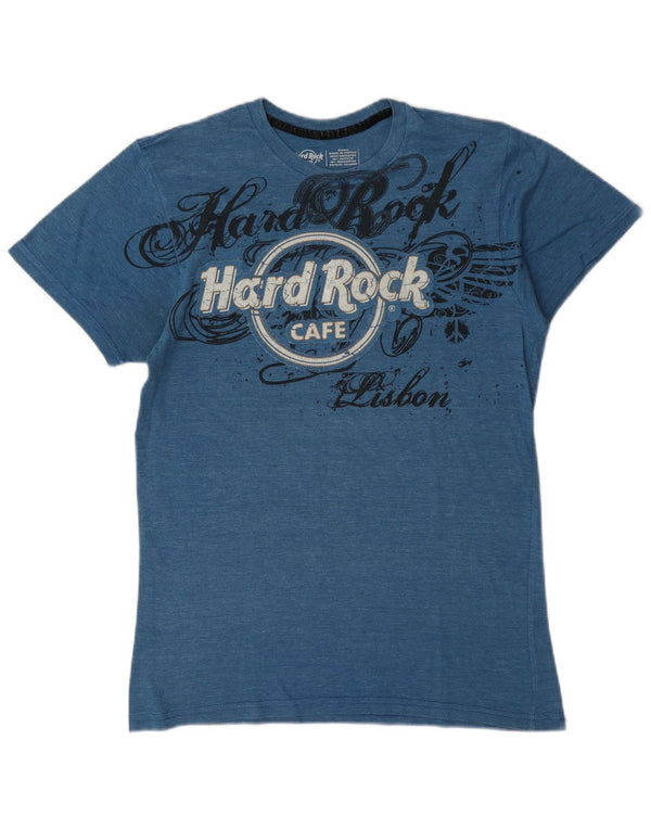 Damska koszulka z grafiką Hard Rock Cafe Lizbona Top UK 10 Small Blue Flecked