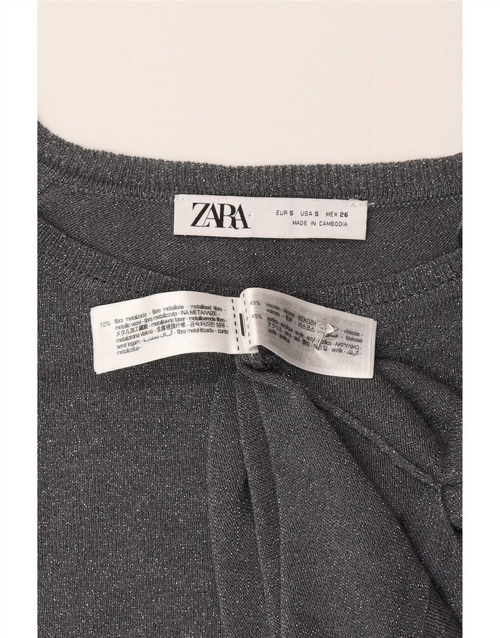Damska bluzka oversize Zara Top UK 10 Small, szara, nakrapiana wiskoza