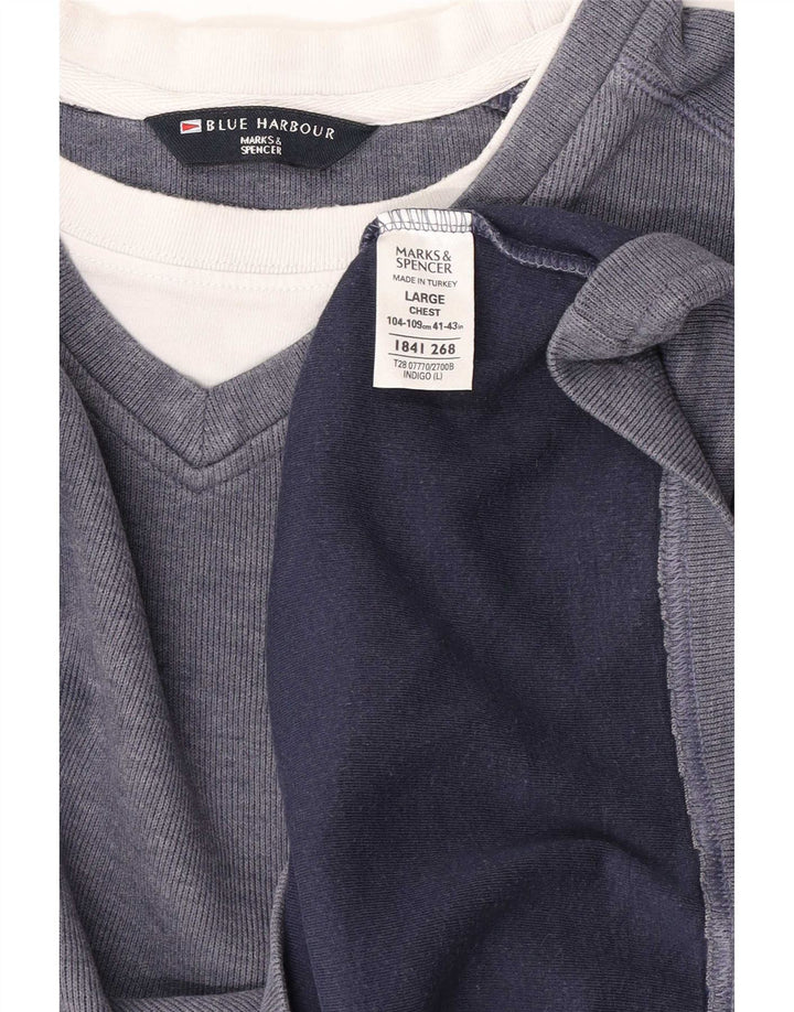 Marks & Spencer Męski sweter w kolorze niebieskim Harbor, duży, granatowy, bawełniany