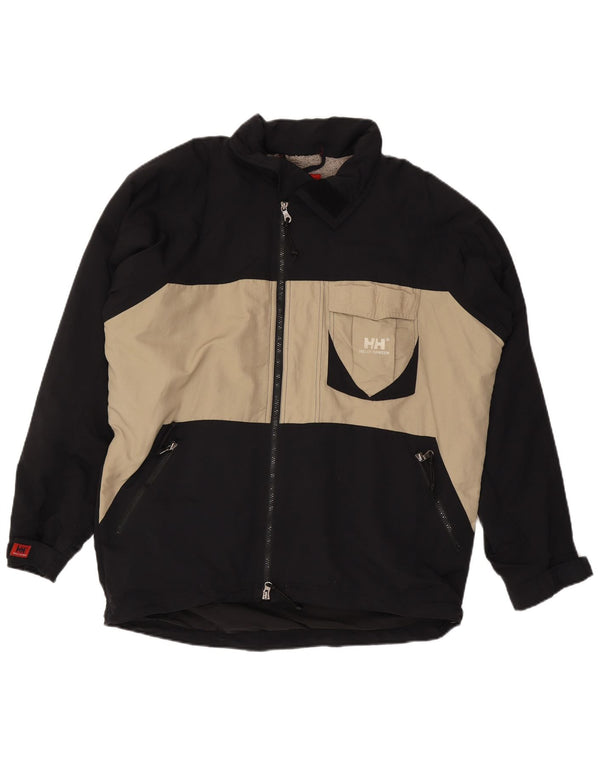 Męska kurtka wiatrówka HELLY HANSEN UK 40, duża, czarna, nylonowa w bloki kolorów