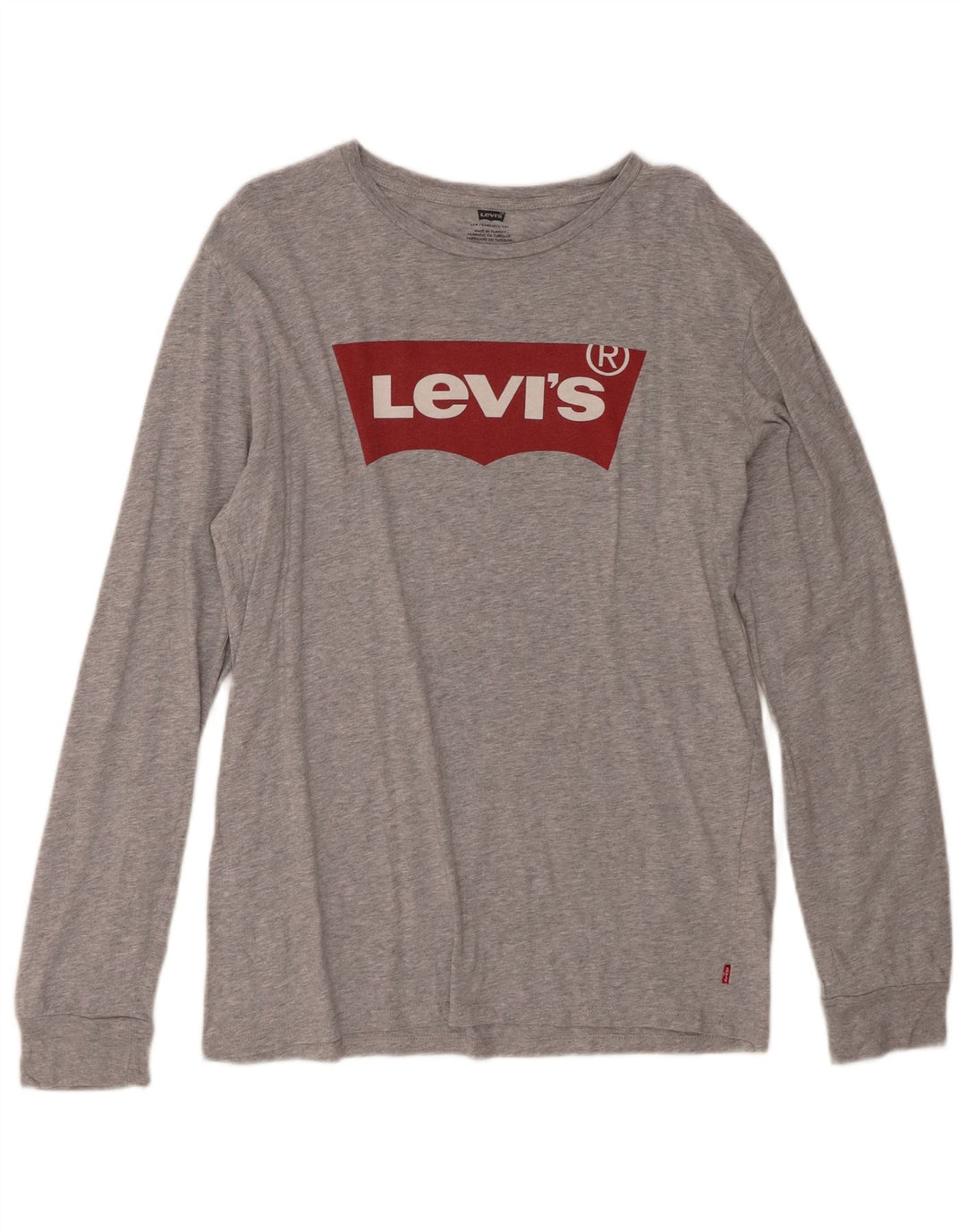 LEVI'S Mens Graphic Top Long Sleeve Medium Grey Cotton
