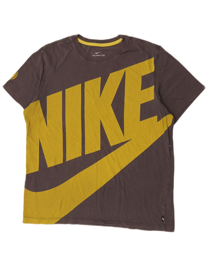 Męski T-shirt z grafiką NIKE, duży, szary, bawełniany