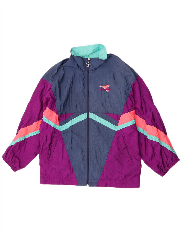 Damska kurtka dresowa Diadora, średnia, wielobarwna, z blokami kolorów, retro