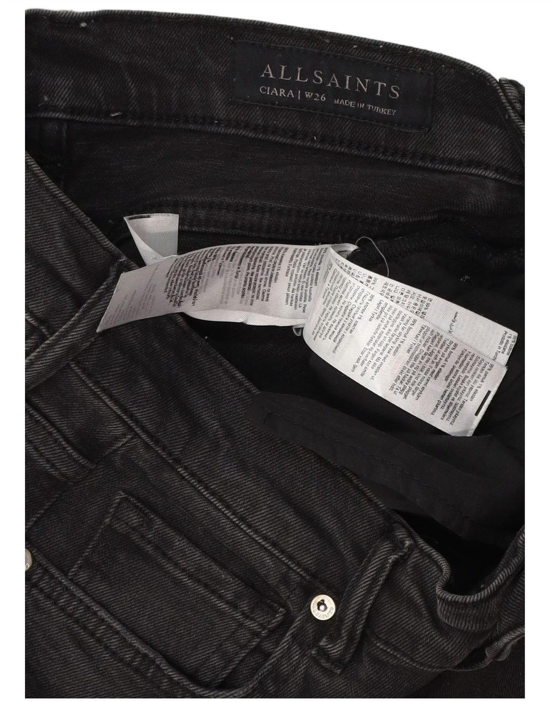 Damskie jeansy Bootcut ALL SAINTS W26 L30 Czarna bawełna