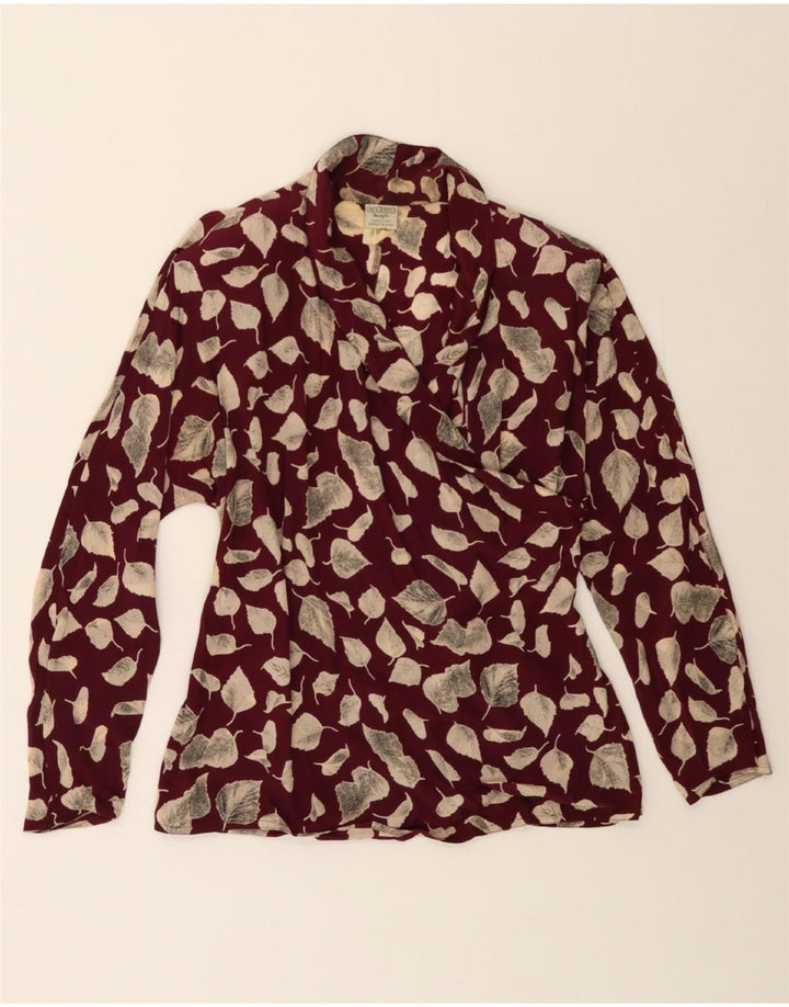ACCENTO BY MARZOTTO Womens Blouse Top UK 14 Medium Burgundy Vintage Accento By Marzotto and Second-Hand Accento By Marzotto from Messina Hembry 