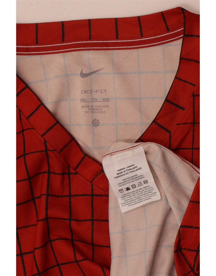 Męski T-shirt Nike Dri Fit Top 2XL Poliester w pomarańczową kratkę