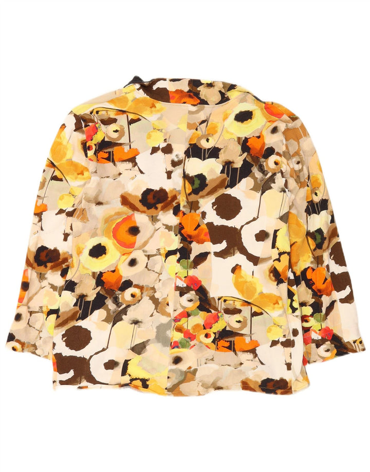 Damska bluzka koszulowa w stylu vintage w abstrakcyjny wzór UK 16, duża, wielobarwna