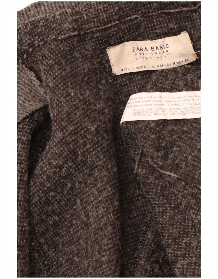 Damski płaszcz z kapturem ZARA UK 14 Średni szary wełniany