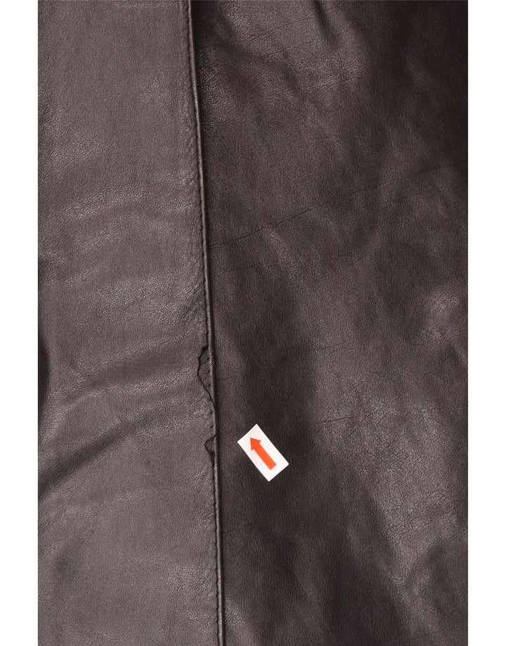 Vintage męski płaszcz skórzany IT 46 Small Black Leather Classic