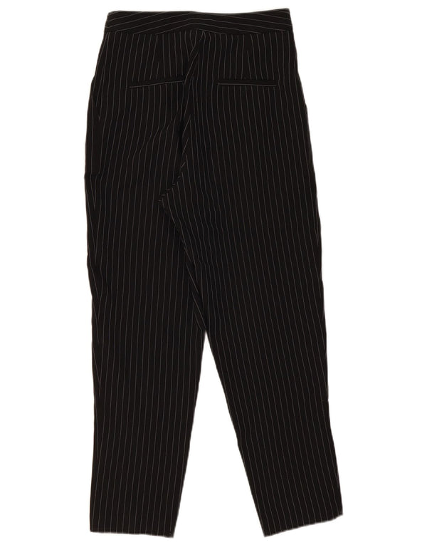 Topshop Womens High Waist Chino Trousers UK 6 XS W28 L26 Black Pinstripe