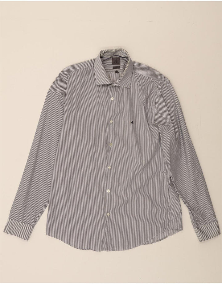 CALVIN KLEIN Mens Shirt Size 16 41 Large Grey Striped Cotton Vintage Calvin Klein and Second-Hand Calvin Klein from Messina Hembry 